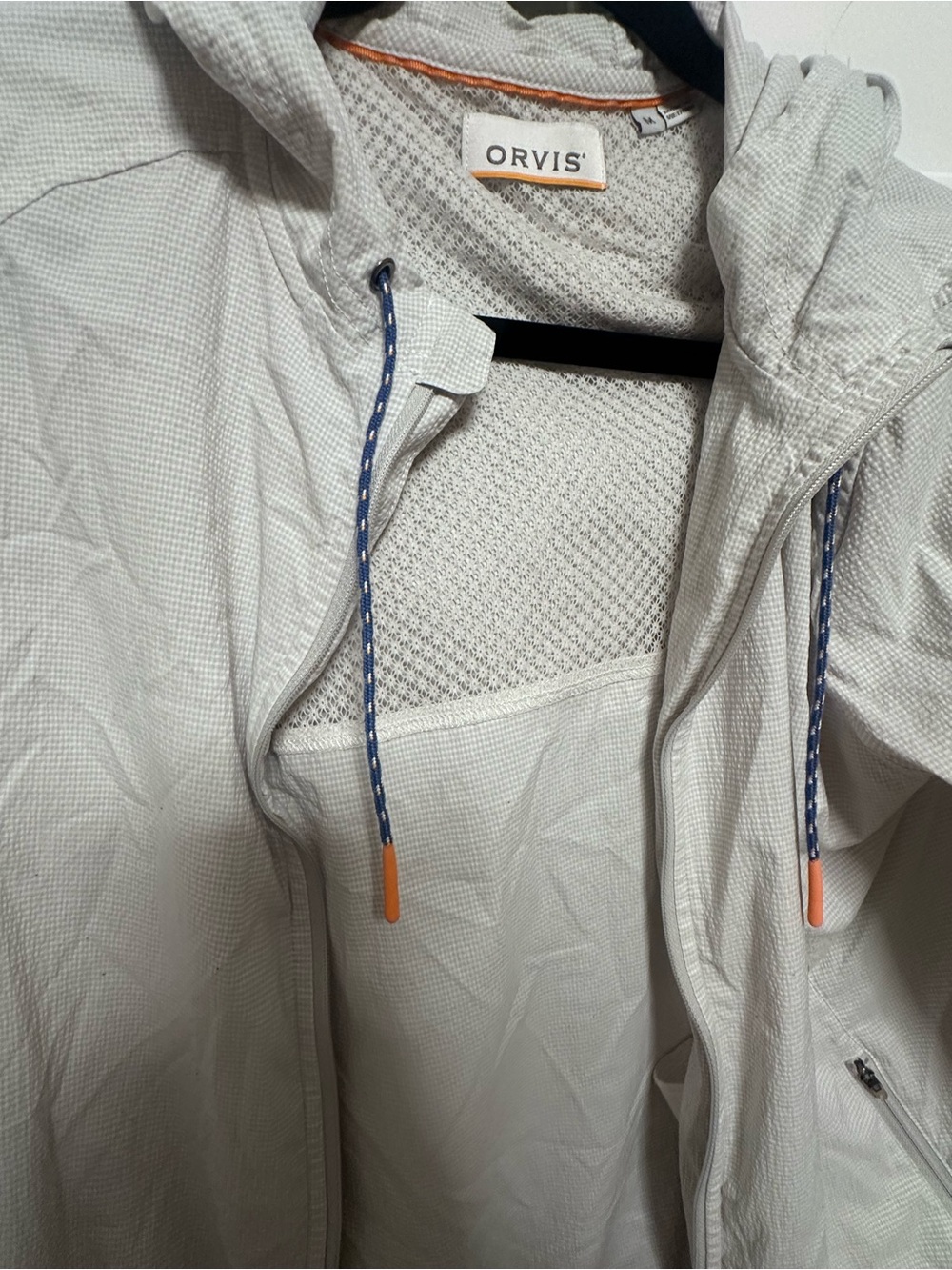 Orvis Light Gray Hooded Jacket with Orange Accent - Picture 3 of 4